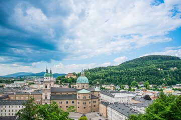 Fototapeta na wymiar Antique building view in Old Town Salzburg, Austria
