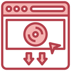 MP3 red line icon,linear,outline,graphic,illustration