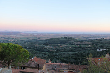 panoramic view from the Rocca San Silvestro located in the medieval village of the San Silvestro Archaeological Mines Park in Campiglia Marittima, Tuscany.