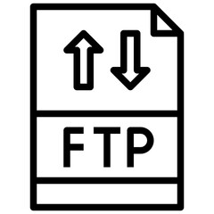 FTP line icon,linear,outline,graphic,illustration