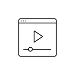 Media player on web page. Video advertising icon. High quality black vector illustration.