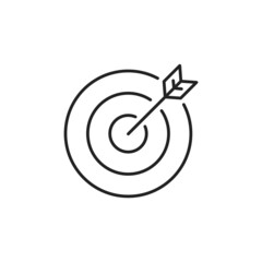 Arrow in the center of the target icon. High quality black vector illustration.