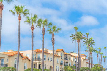 Mediterranean style complex apartment buildings at Carlsbad, San Diego, California