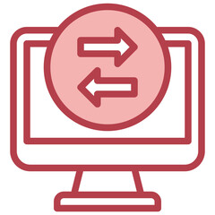 COMPUTER red line icon,linear,outline,graphic,illustration