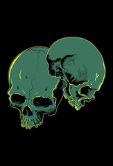 Head skull artwork vector illustration