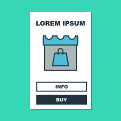 Filled outline Shopping day icon isolated on turquoise background. Vector