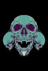 Head skulls artwork vector illustration