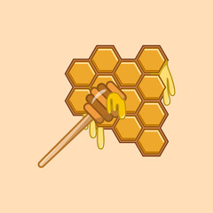 Honeycomb and spoon honey vector logo idea