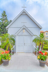 Small white chapel at Carlsbad, San Diego, California