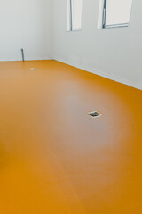 cold storage with new floor made of yellow epoxy resin