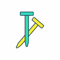 Filled outline Metallic nails icon isolated on white background. Vector