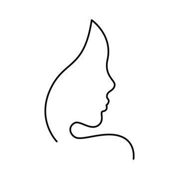recommend clip art: Woman face profile, beauty continuous line. Girl silhouette contour for cosmetics, beauty, health and spa. Outline stile woman icon. Vector illustration