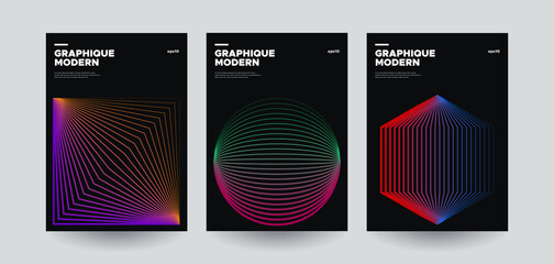 Minimal futuristic posters set. Vector illustration.