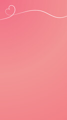 White heart line on pink gradient background. Space for text. Vector illustration.