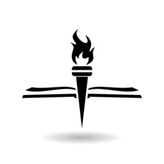 Torch book logo icon with shadow