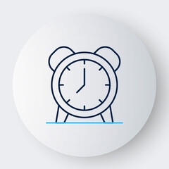 Line Alarm clock icon isolated on white background. Wake up, get up concept. Time sign. Colorful outline concept. Vector