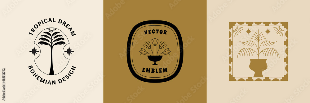 Poster vector illustration in simple linear style - logo design template and graphic element for posters, p