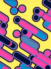 Colored geometric shapes abstract 3d rendering digital illustration. Art pattern decoration element background