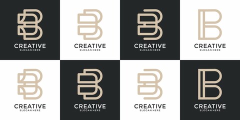 Set of collection monogram letter b logo design template.