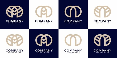 letter m Inspirational monogram logo design template 