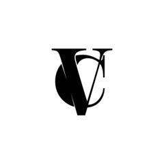 letter V and C, CV, VC logo, monogram line art design template