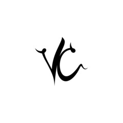 letter V and C, CV, VC logo, handwriting monogram line art design template