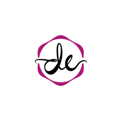 letter d and c, dc, cd logo and flower frame, lowercase monogram line art design template