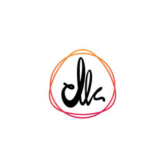 letter d and k, kd, dk logo with spectrum frame, lowercase monogram line art design template