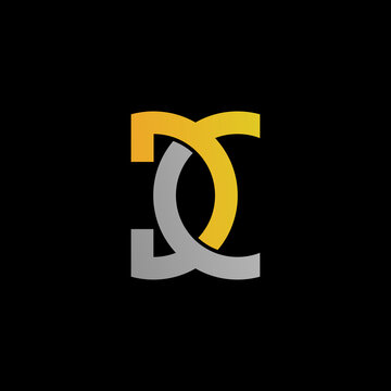 letter D and C, DC, CD logo, monogram line art design template