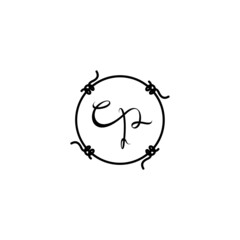 letter C and P, CP, PC logo, handwriting monogram line art design template