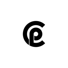 letter C and P, CP, PC logo, monogram line art design template