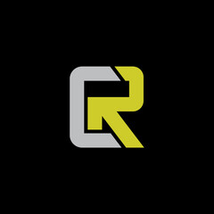 letter C and R, CR, RC logo, monogram line art design template
