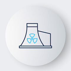 Line Nuclear power plant icon isolated on white background. Energy industrial concept. Colorful outline concept. Vector