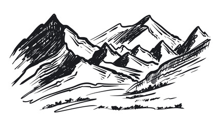 Landscape mountains. Hand drawn illustration.	
