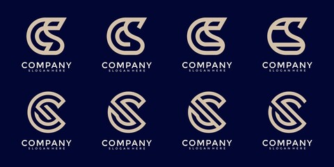 Collection of abstract letter c s logo designs