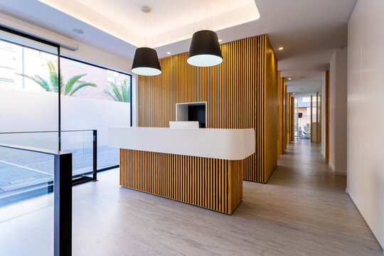 Reception desk in modern clinic