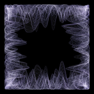 Three dimensionalwireframerender of sound waves creating square shape