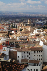 The panorama of old town of Granada, Albaicin, in Spain