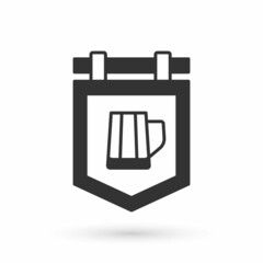 Grey Street signboard with glass of beer icon isolated on white background. Suitable for advertisements bar, cafe, pub, restaurant. Vector