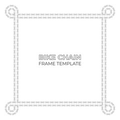 Vector line bike chain like square frame. Isolated on white background.