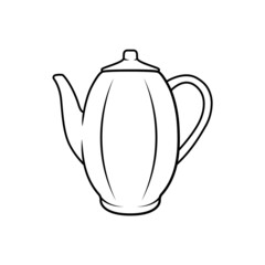 Teapot Icon in Outline Style on a White Background Suitable for Kettle, Drink, Decoration Icon. Isolated