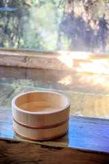 日本の温泉　露天風呂　和風イメージ