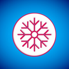 White Snowflake icon isolated on blue background. Merry Christmas and Happy New Year. Vector