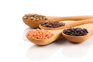 lentils in spoon isolated