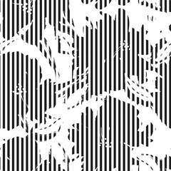 Floral Seamless Pattern with striped textures