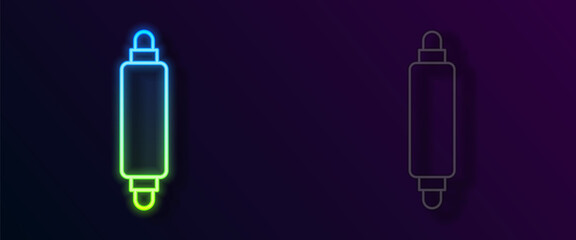 Glowing neon line Rolling pin icon isolated on black background. Vector