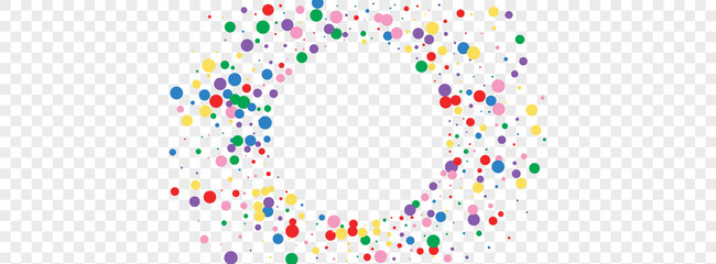 Multicolored Geometric Background Transparent Vector. Dot Graphic Design. Bright New. Rainbow Polka Celebration. Element Decoration Frame.