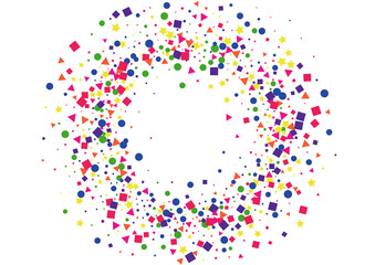 Multicolored Polka Background White Vector. Round Fest Template. Colorful Transparent. Bright Element Banner. Confetti Happy Design.