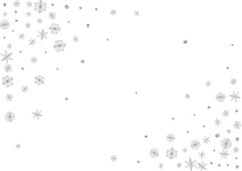 Grey Snow Background White Vector. Flake Design Illustration. Luminous Confetti Flying. Metal Particles Card.