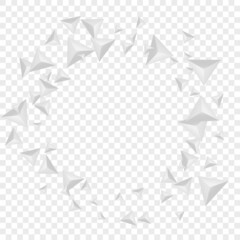 Gray Fractal Background Transparent Vector. Polygon Shape Illustration. Greyscale Beauty Template. Pyramid Isolated. Hoar Origami Tile.